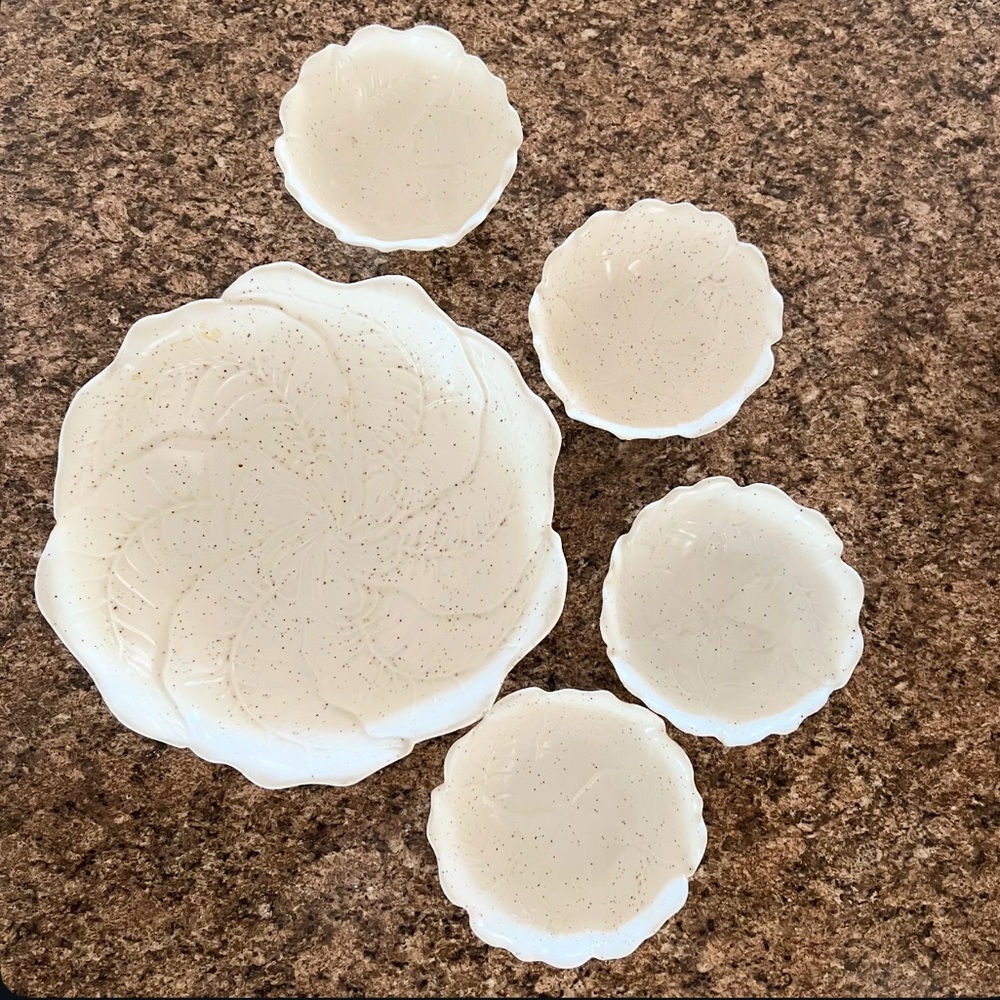 Vintage Cabbage Leaf Salad Bowl Set